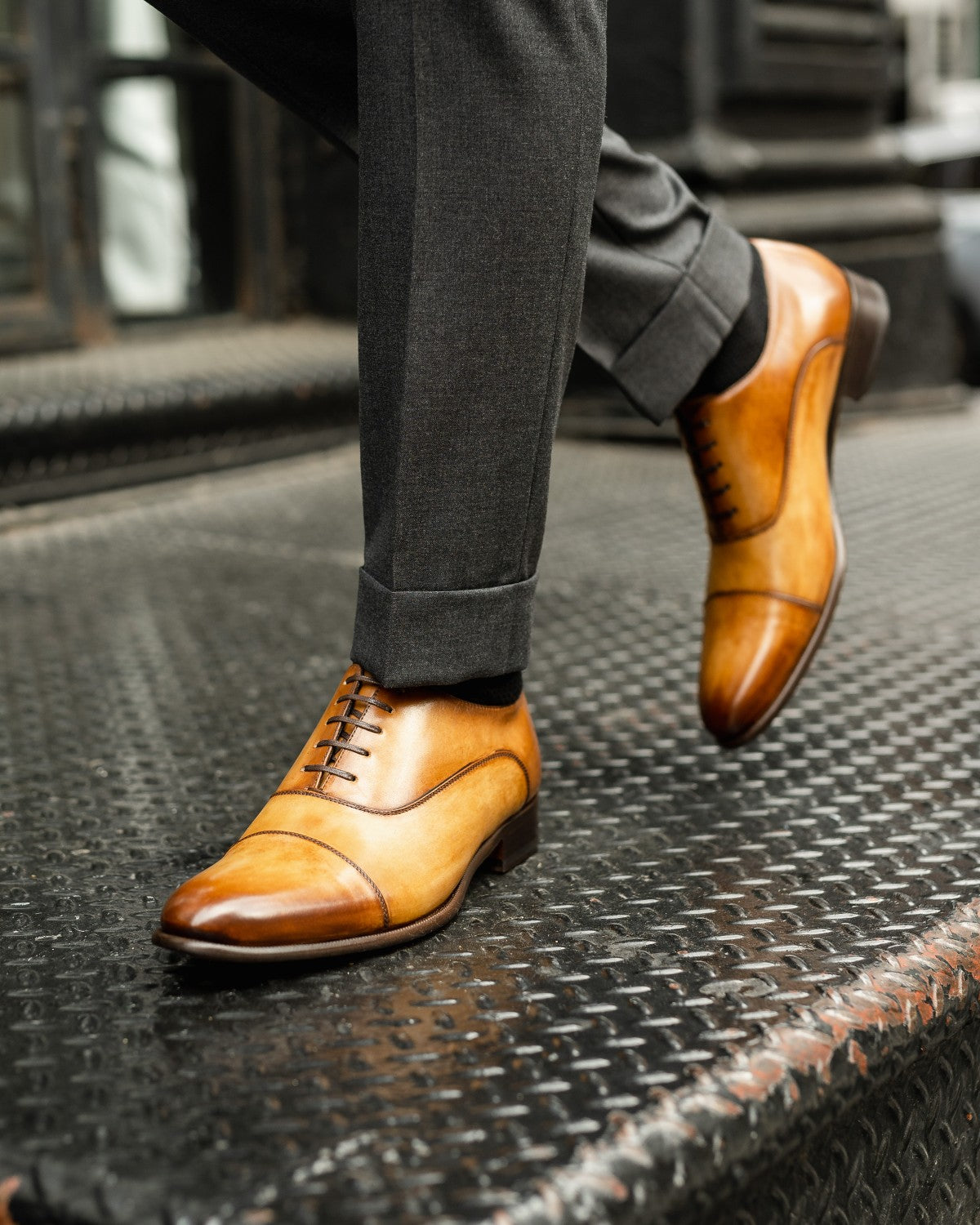 The Cagney II Stitched Cap-Toe Oxford - Tobacco