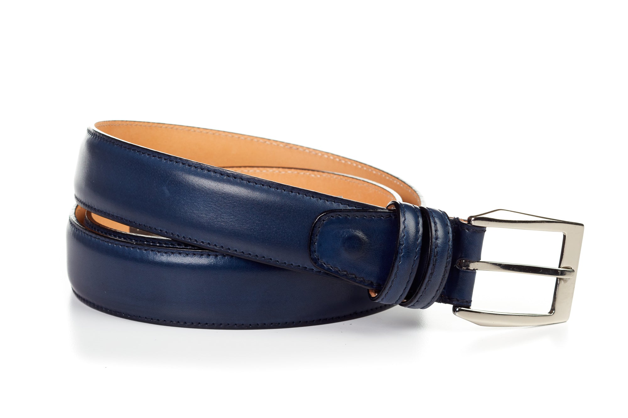 Paul Evans blue leather belts navy blue belt men