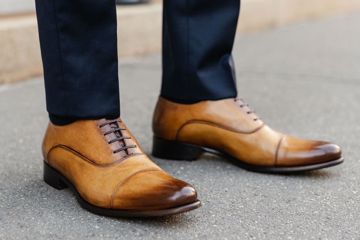 The Cagney II Stitched Cap-Toe Oxford - Tobacco