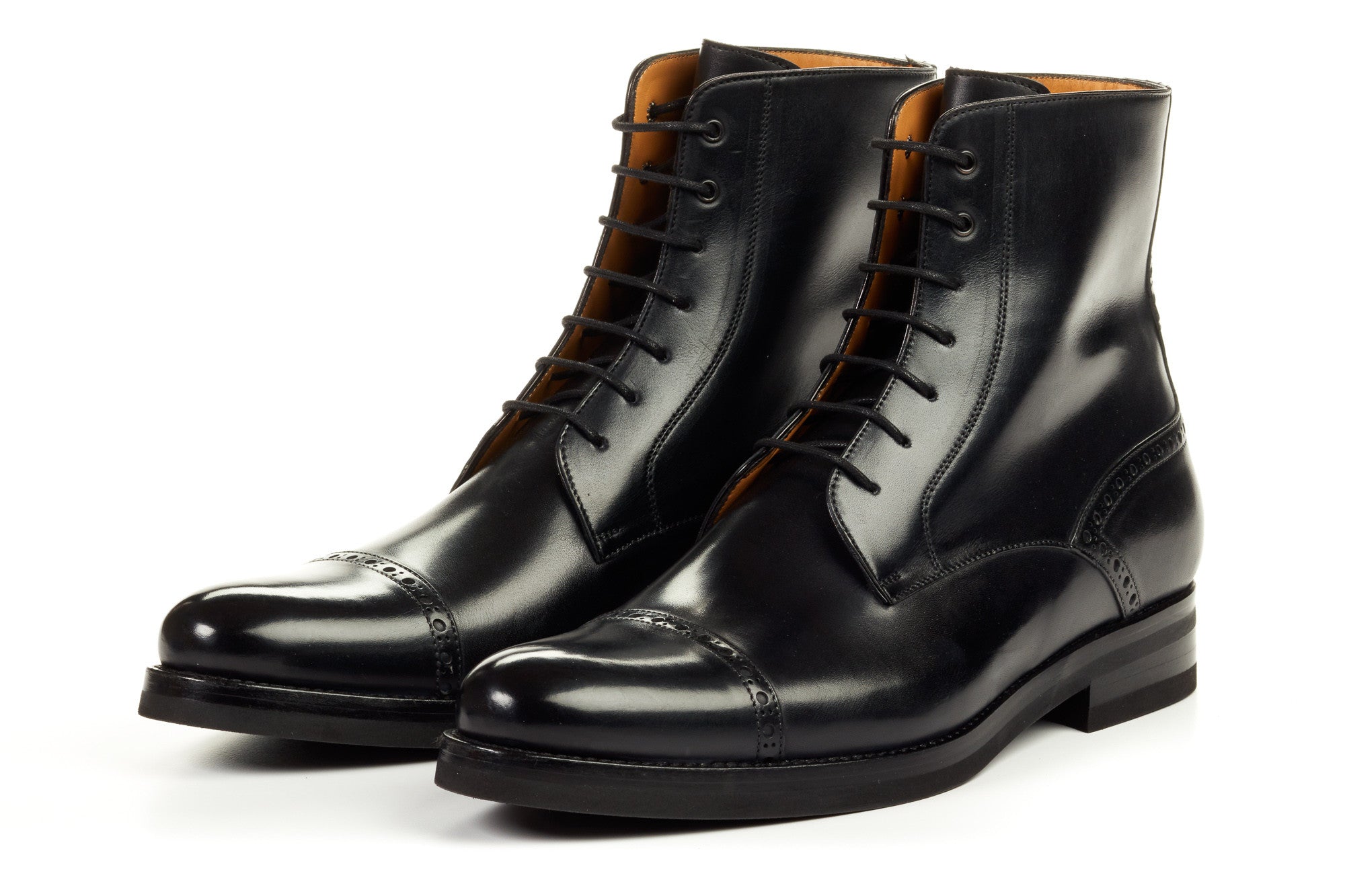 The Presley Lace-Up Boot Nero Rubber Sole