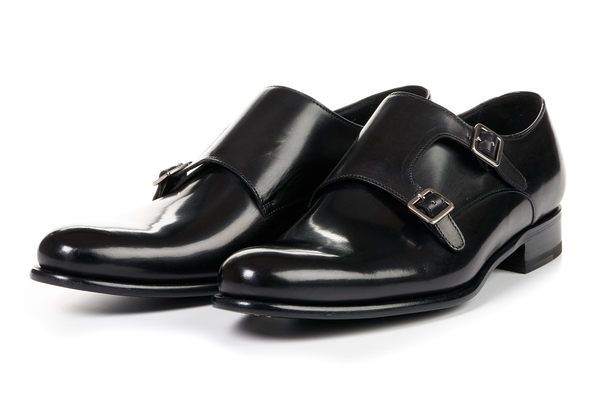 The Poitier Double Monk Strap Nero