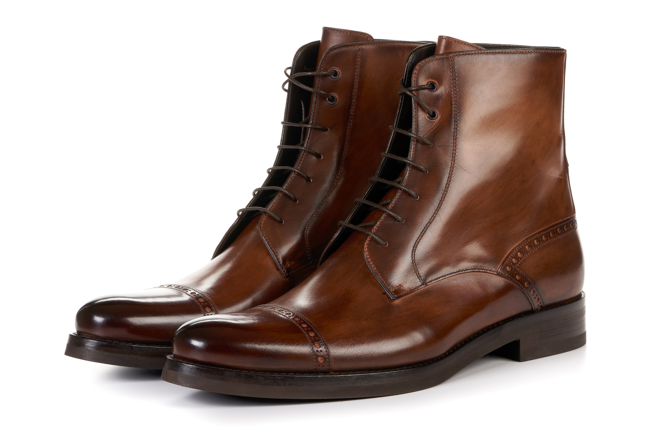 The Presley Lace-Up Boot Brown Rubber Sole