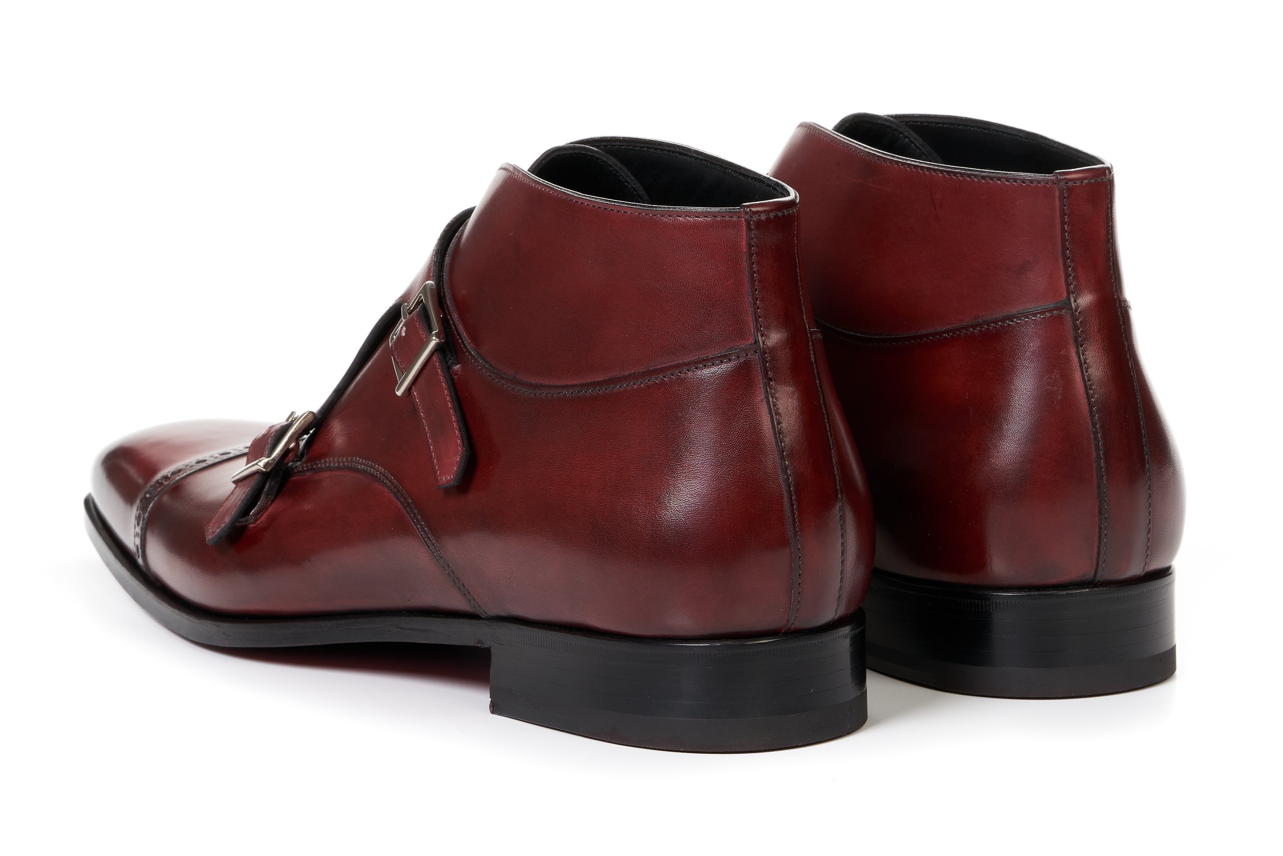 The Heston Double Monk Strap Boot - Oxblood