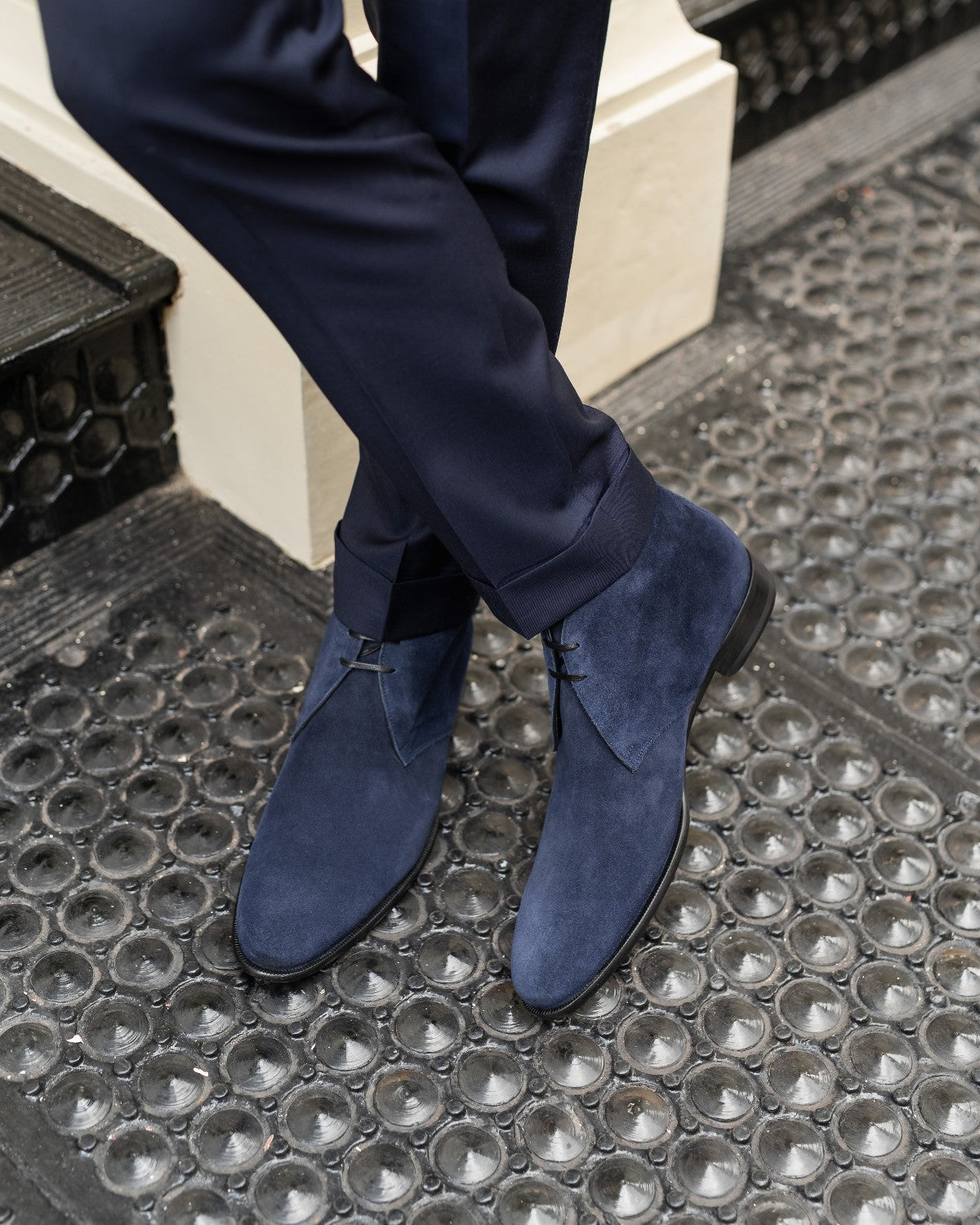 The Newman Chukka Boot - Midnight Blue Suede