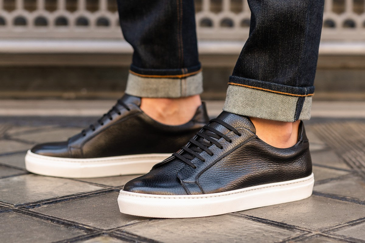 Sneaker leather black Clearance