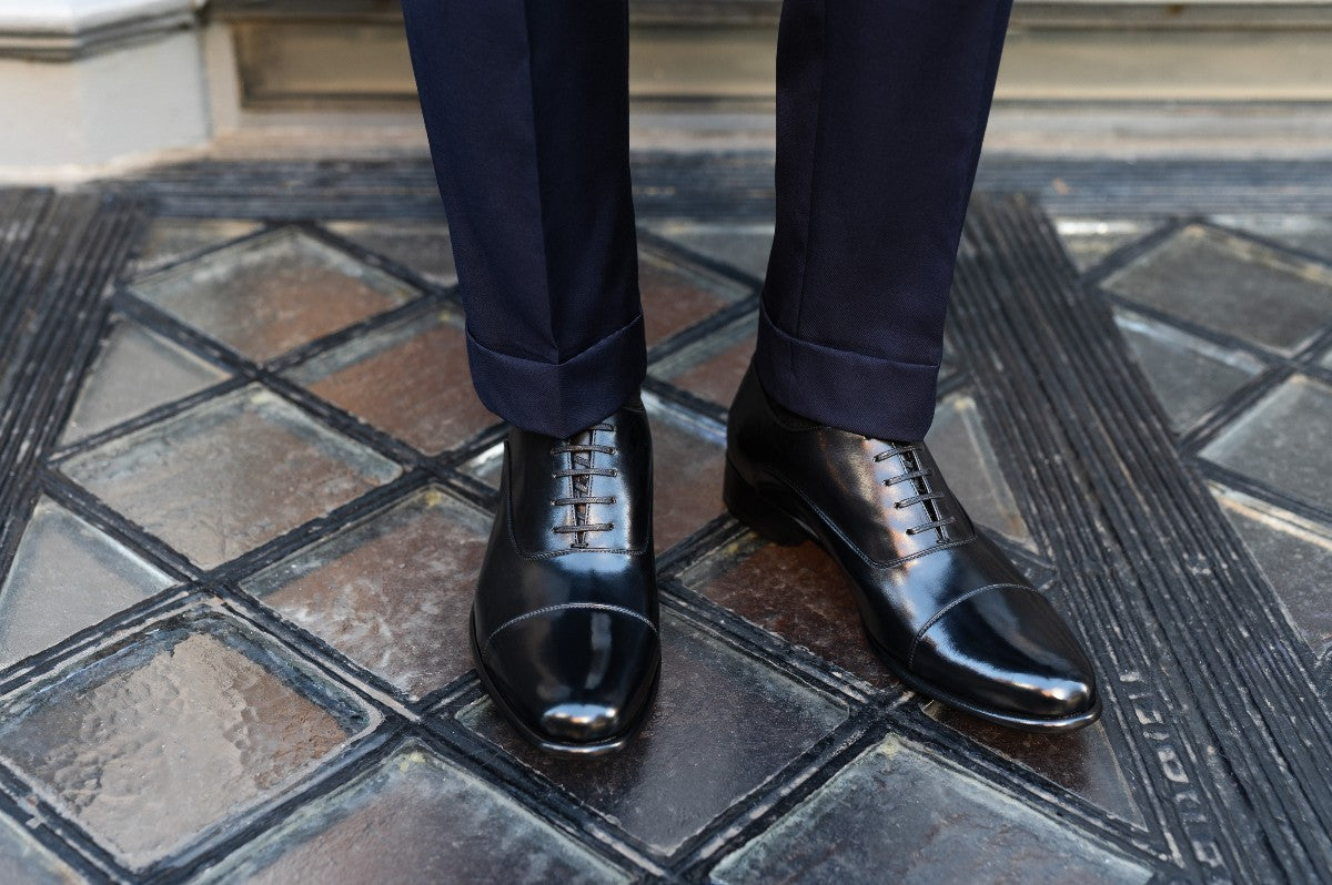 The Cagney II Stitched Cap-Toe Oxford - Nero – Paul Evans