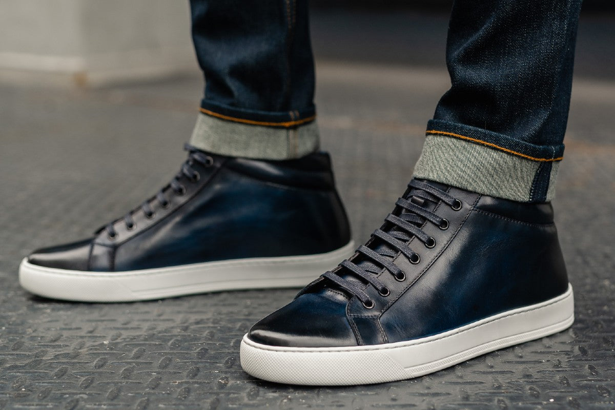 The Carter Mid-Top Sneaker - Blue - White Sole – Paul Evans