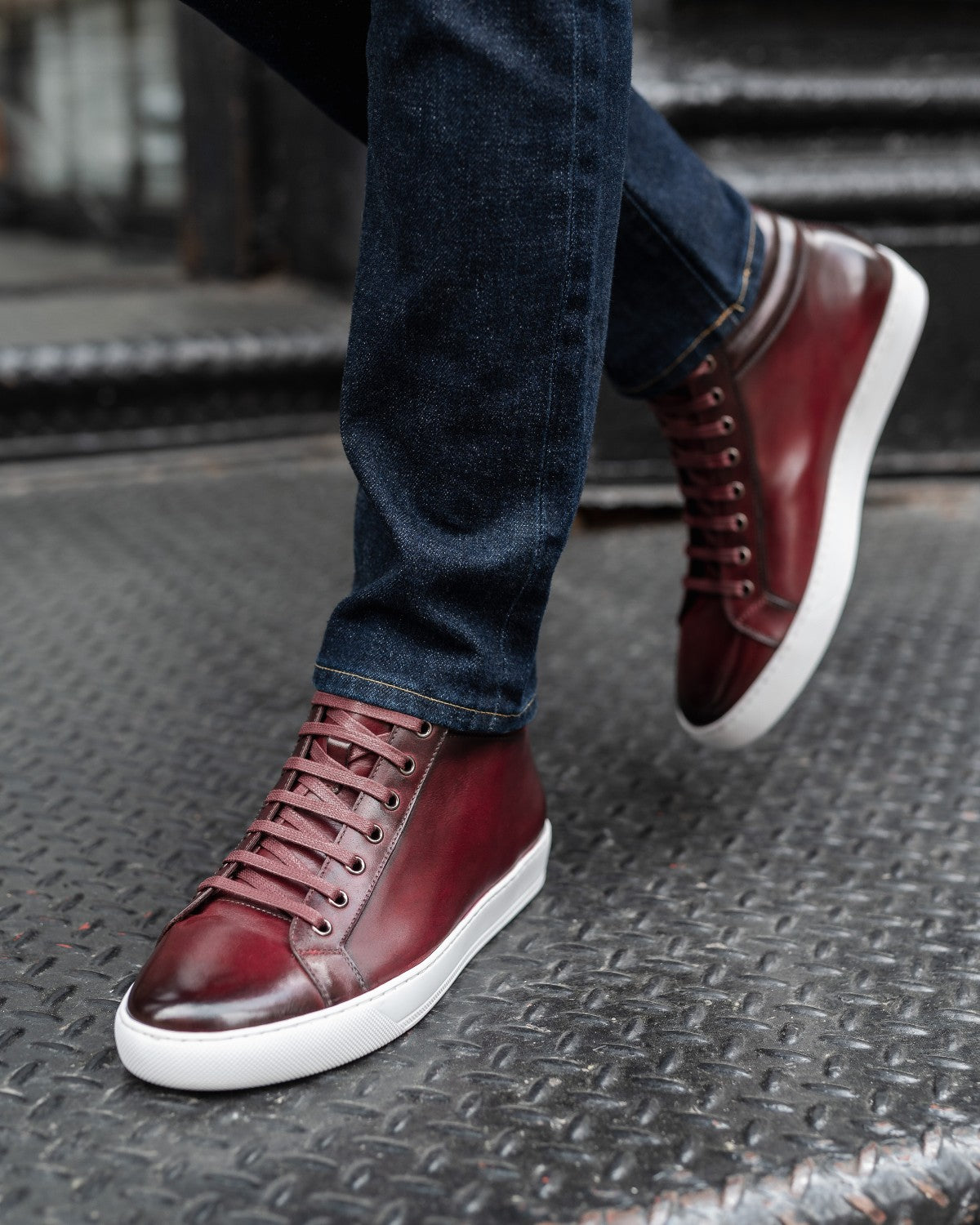 The Carter Mid-Top Sneaker - Oxblood - White Sole