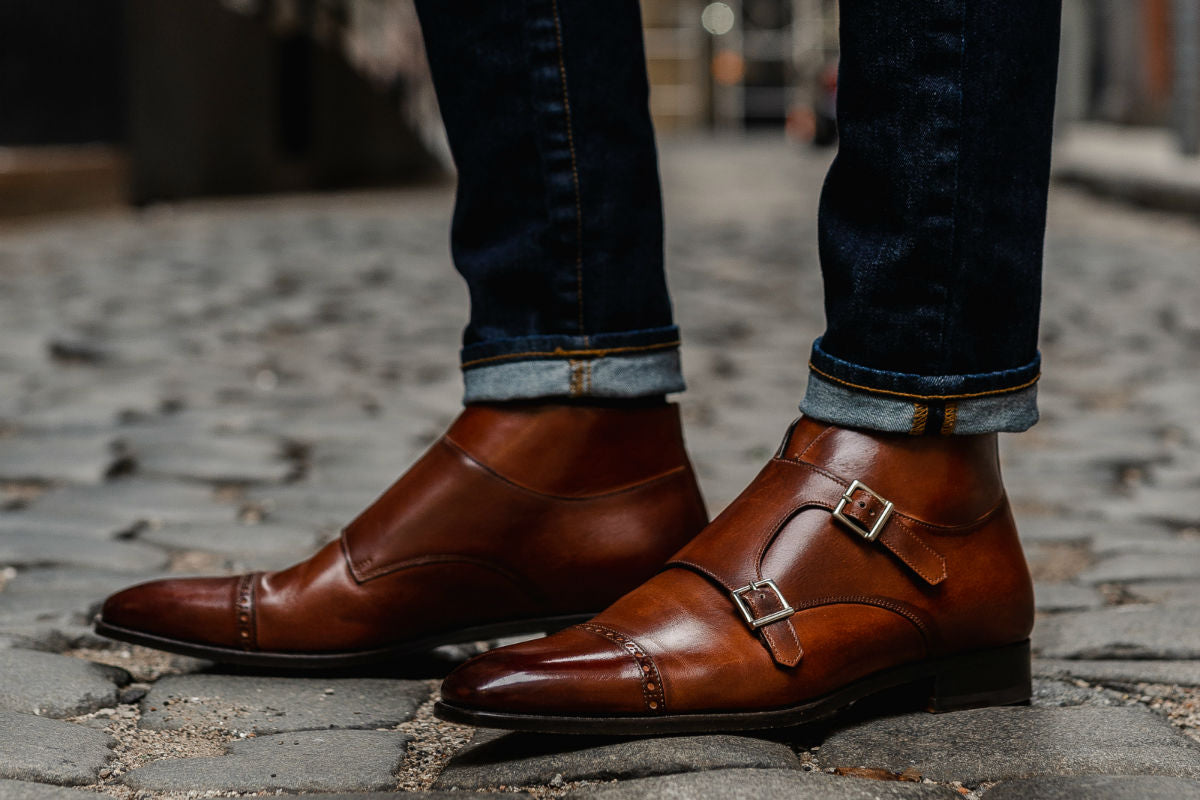 The Heston Double Monk Strap Boot - Brown