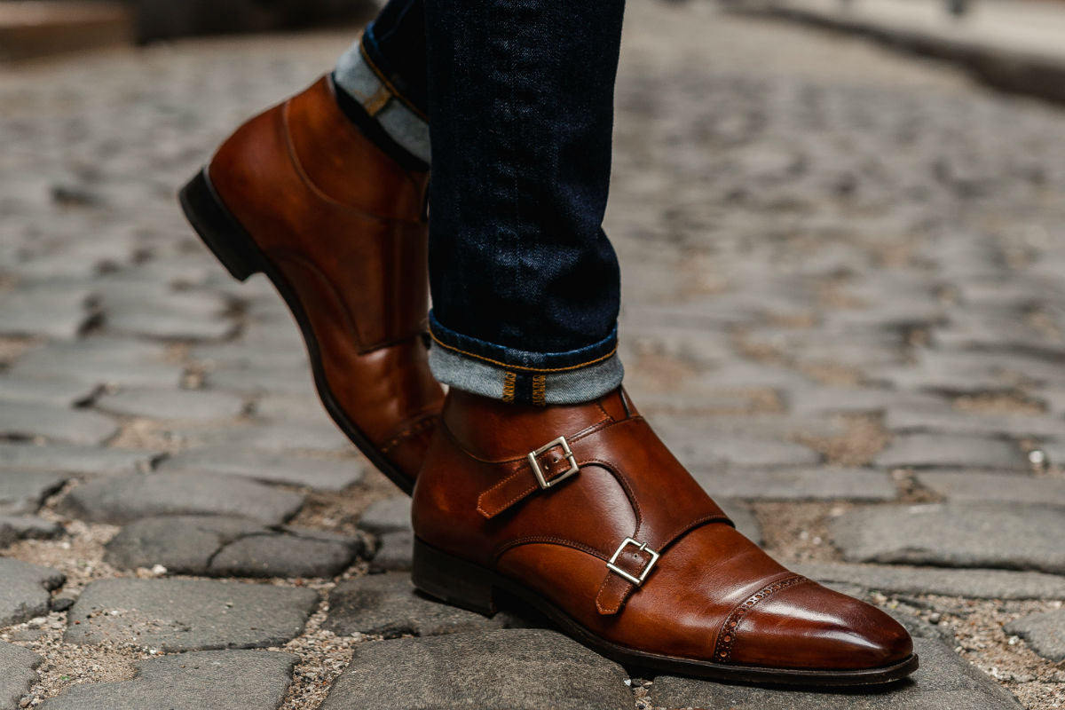 Men's double monk strap shoes Clearance