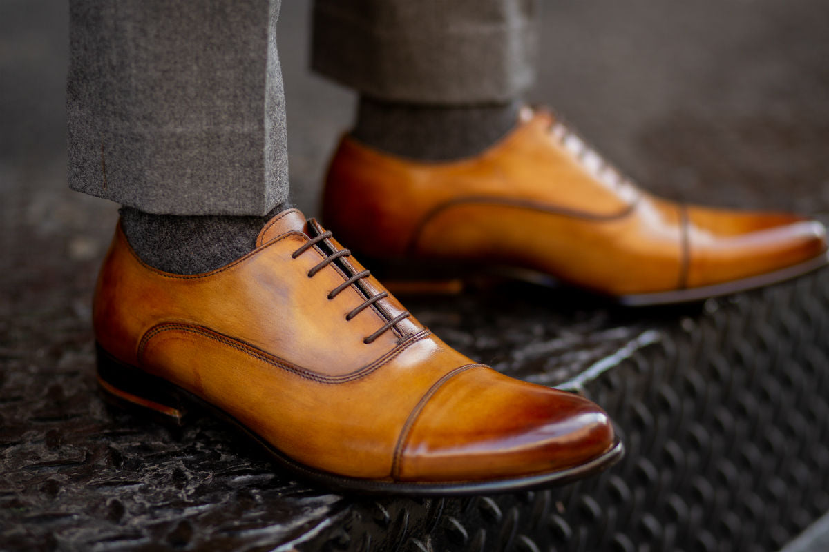 The Cagney II Stitched Cap-Toe Oxford - Tobacco Brown – Paul Evans