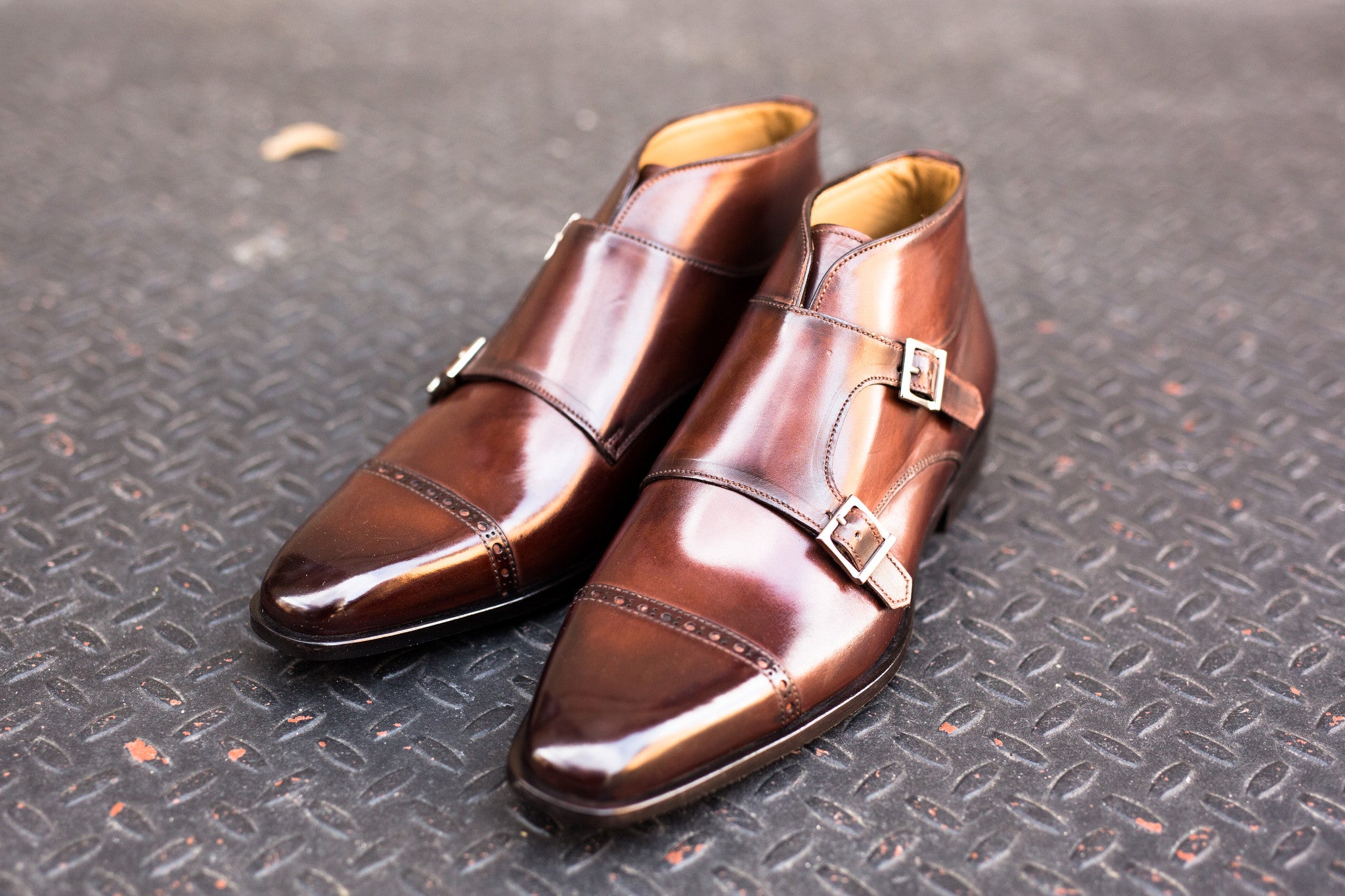 Paul Evans Handmade Italian Leather Men's Dress Shoes - The Heston Double Monk Strap Boot - Chocolate