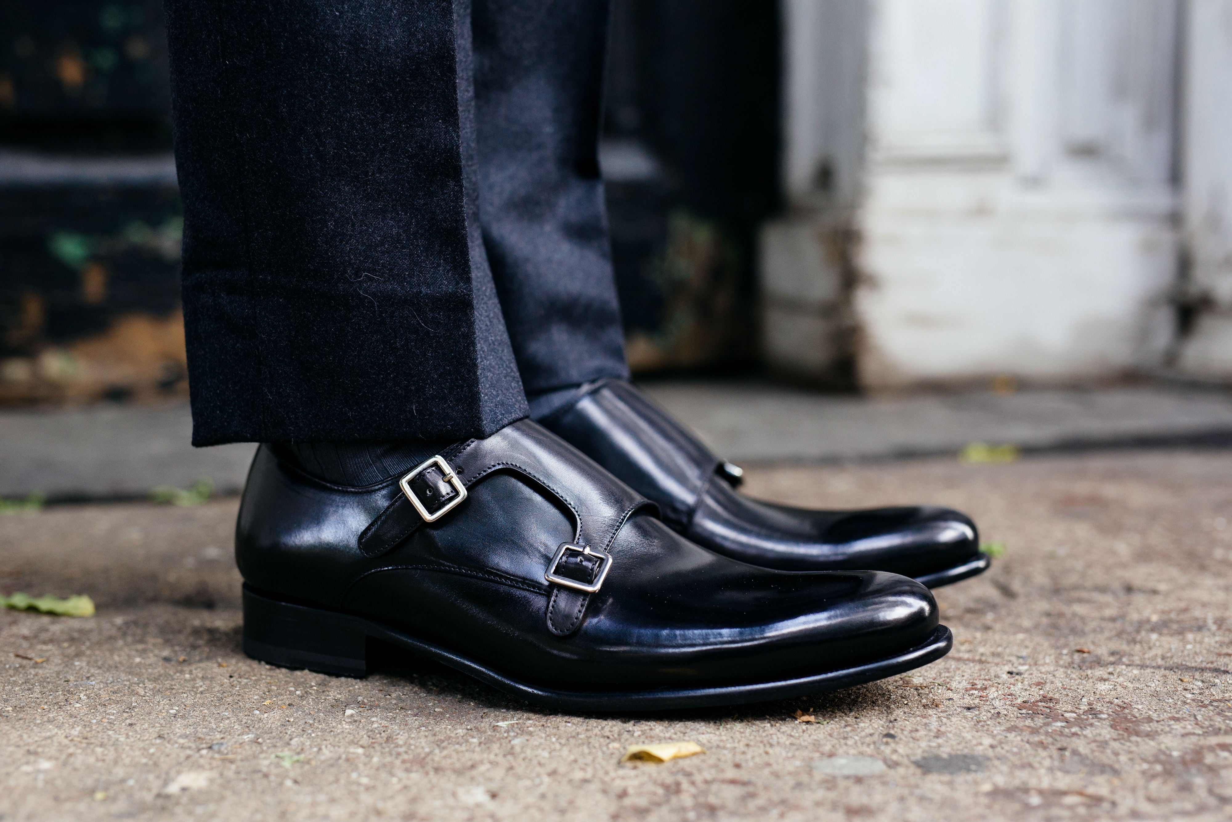 Double monk strap boots black best sale