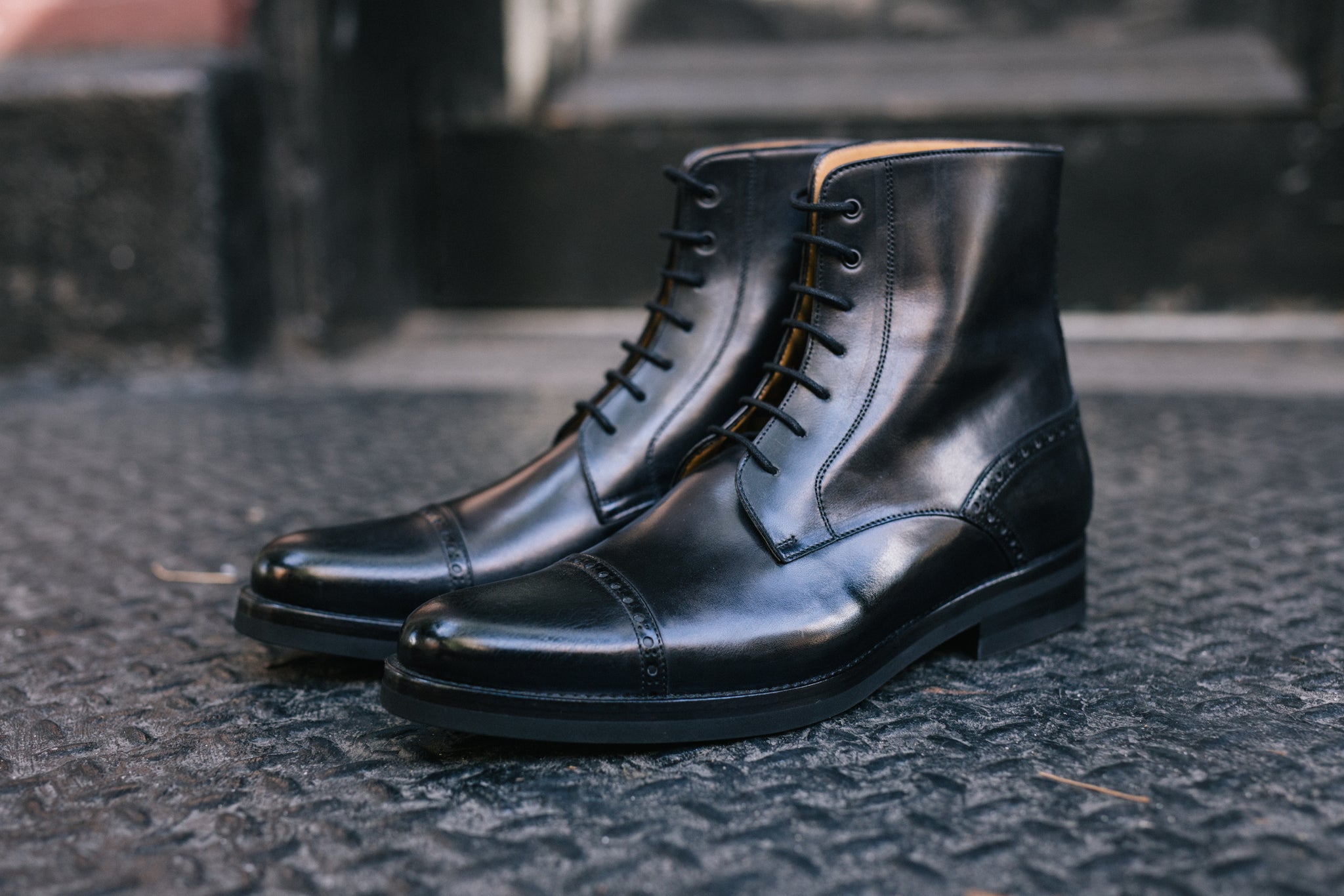 The Presley Lace-Up Boot - Nero Black - Rubber Sole Paul Evans The Presley Lace-Up Boot - Nero Black - Rubber Sole Paul Evans