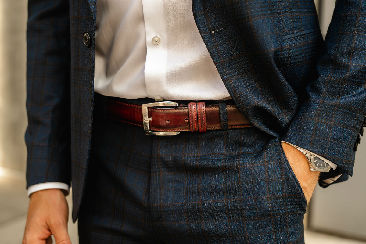Men's Italian Leather Belt - Oxblood Paul Evans Men's Italian Leather Belt - Oxblood Paul Evans