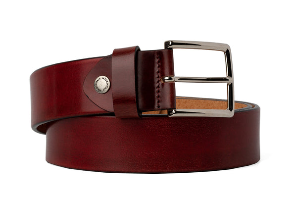 Men's Oxblood Italian Leather Belt