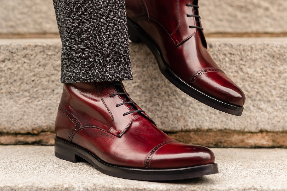 The Presley Lace-Up Boot - Oxblood - Rubber Sole