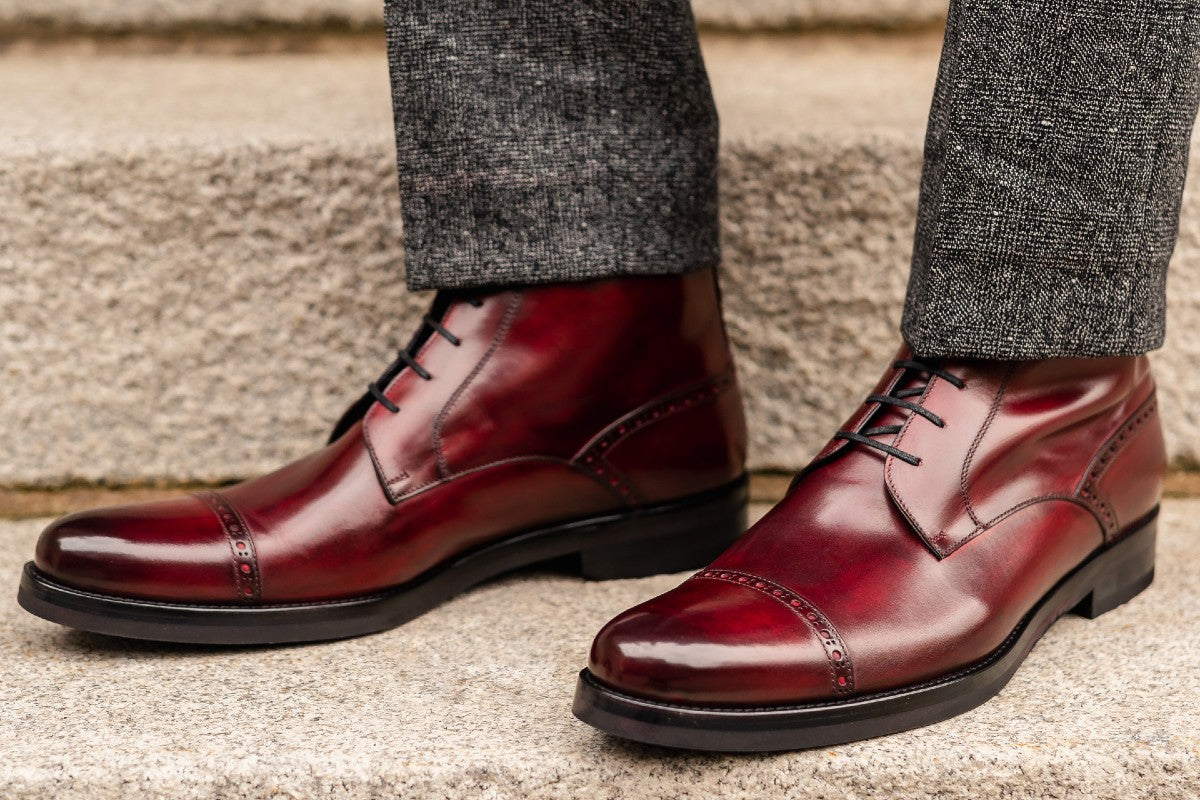 The Presley Lace-Up Boot - Oxblood - Rubber Sole – Paul Evans