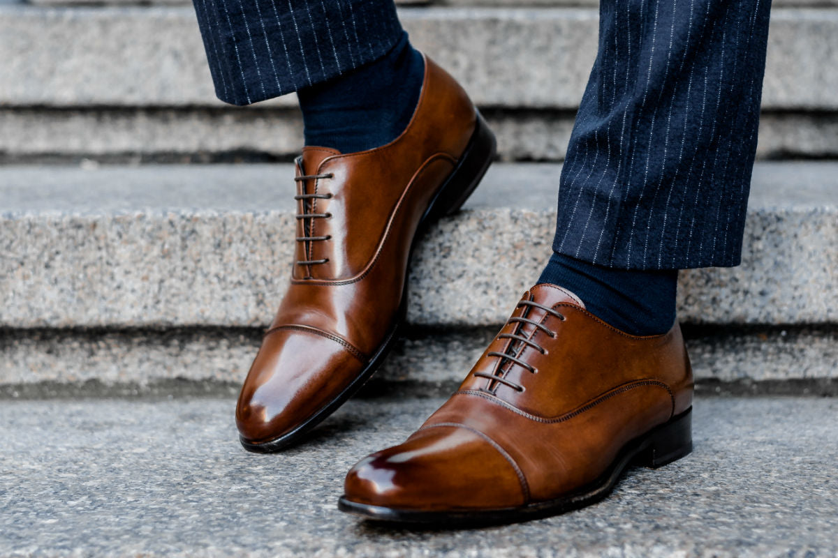 The Cagney II Stitched Cap-Toe Oxford - Marrone