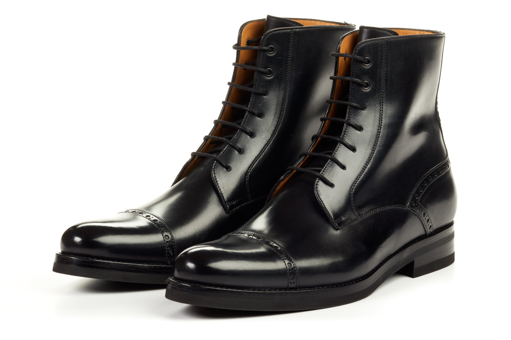 The Presley Lace-Up Boot - Nero - Rubber Sole