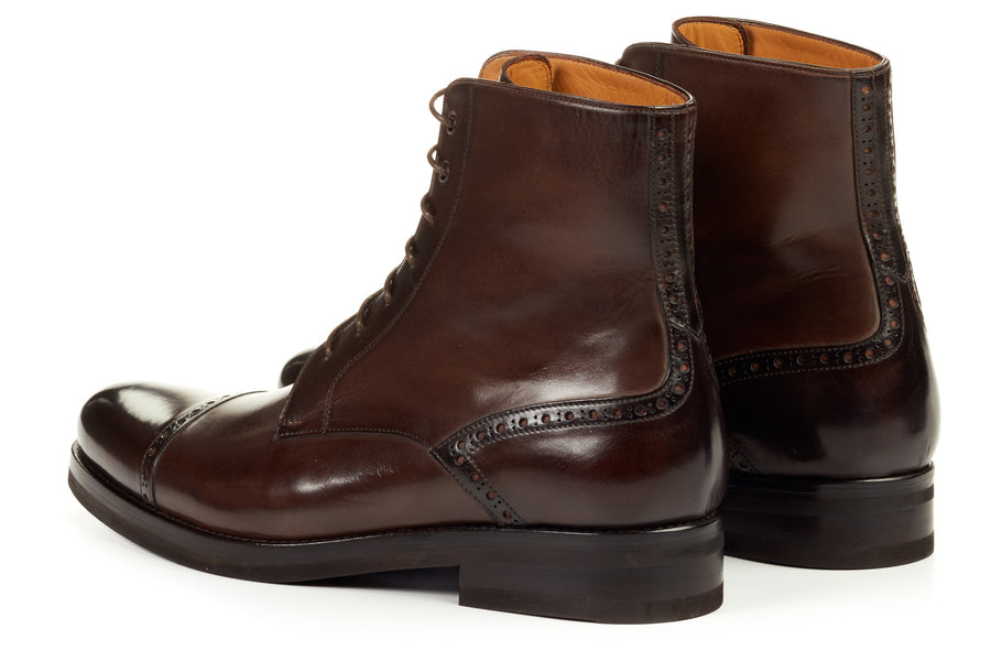The Presley Lace-Up Boot - Chocolate Brown - Rubber Sole – Paul Evans