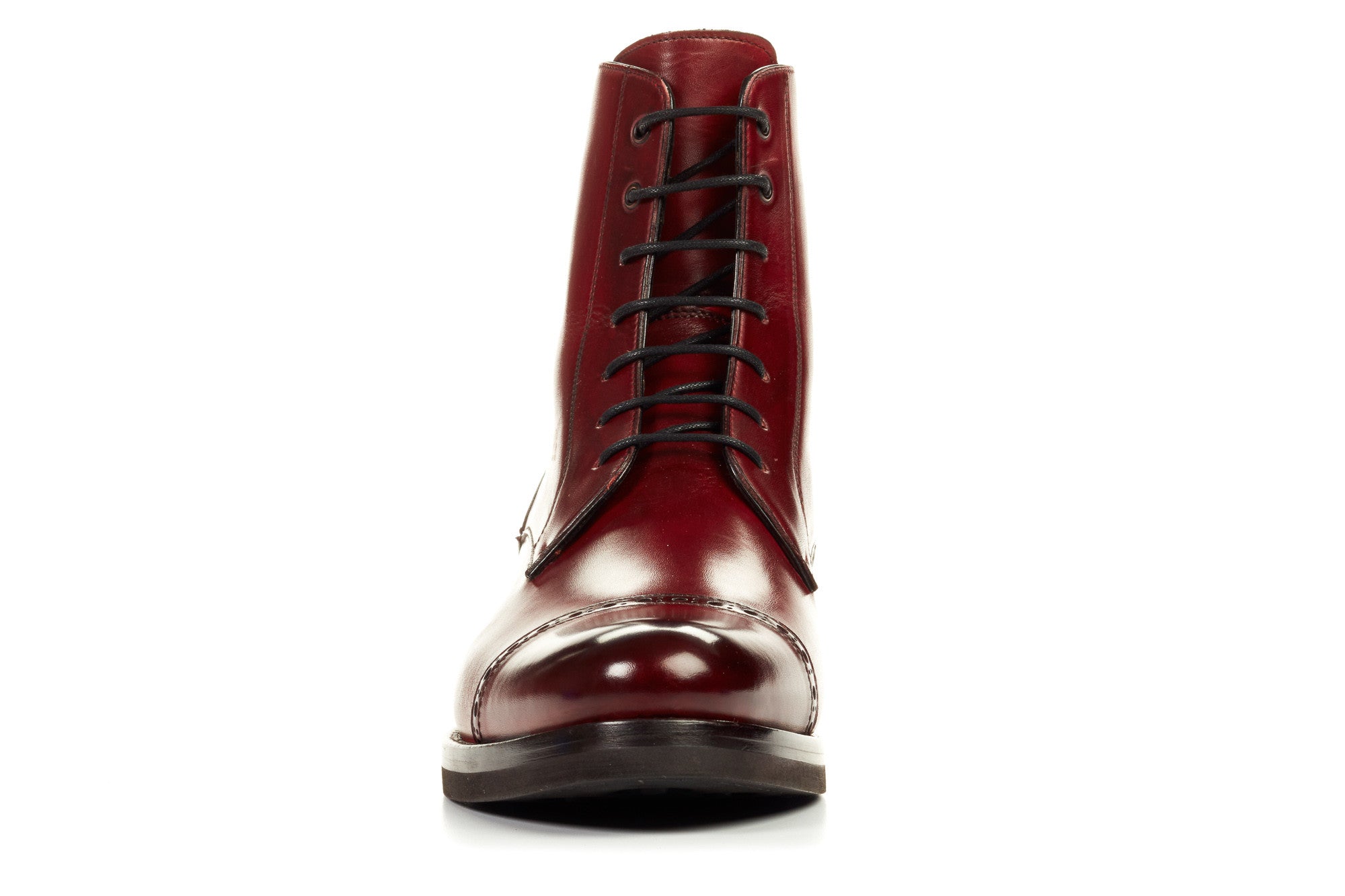 The Presley Lace-Up Boot - Oxblood - Rubber Sole