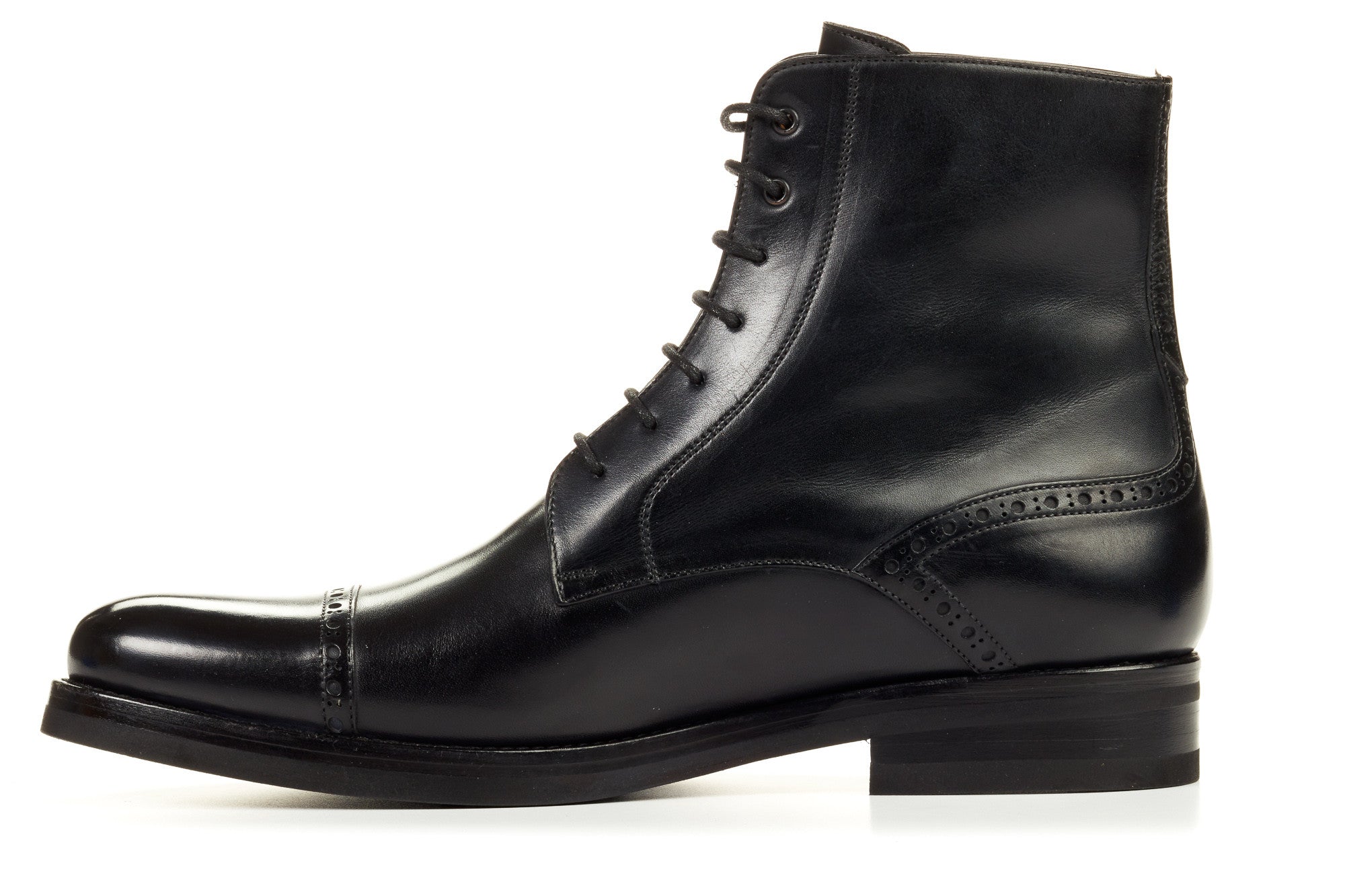 The Presley Lace-Up Boot Nero Rubber Sole
