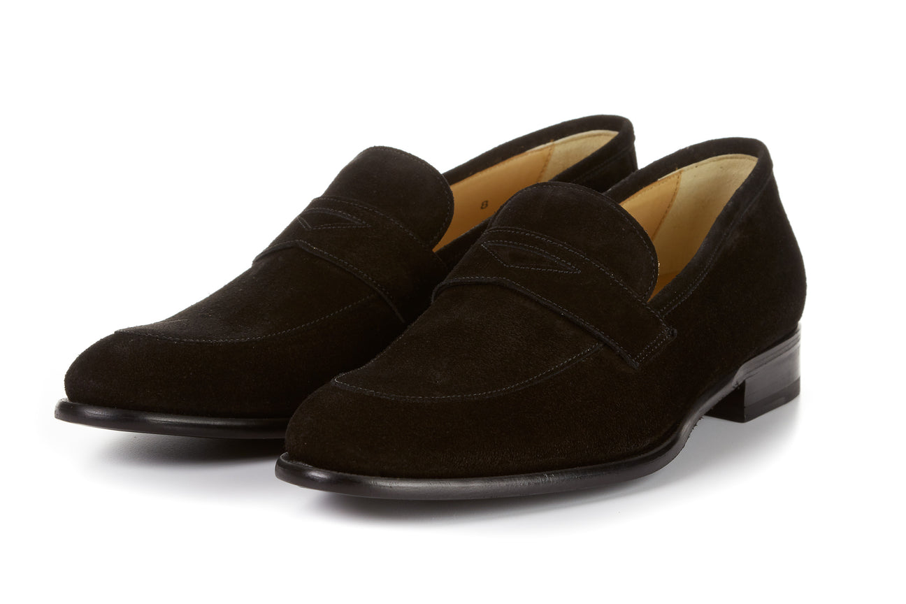 The Stewart Penny Loafer - Nero Suede – Paul Evans