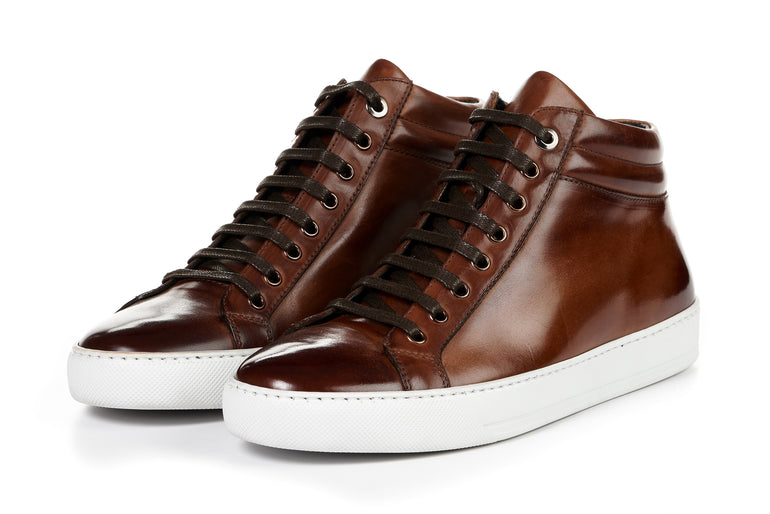 The Carter Mid-Top Sneaker - Brown - White Sole – Paul Evans
