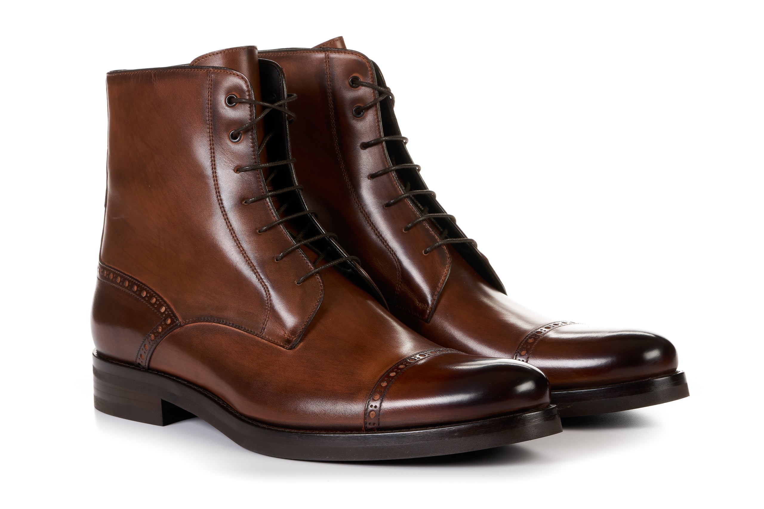The Presley Lace-Up Boot - Brown - Rubber Sole Paul Evans The Presley Lace-Up Boot - Brown - Rubber Sole Paul Evans