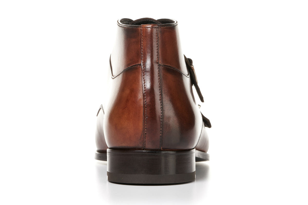 The Heston Double Monk Strap Boot - Brown