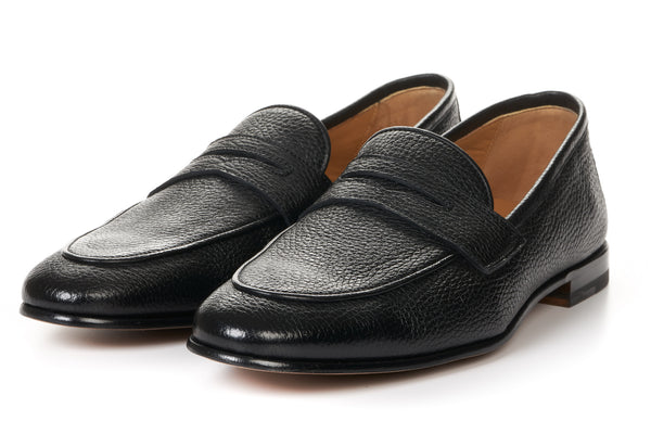 Paul Evans The Stewart Penny Loafer Italy Nero shops Black Leather Size 10